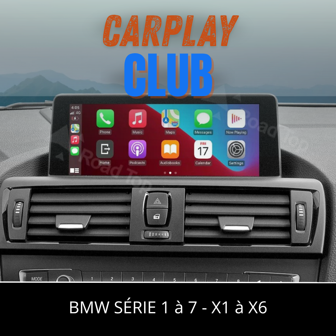 Ecran CarPlay sur tableau de bord BMW série 1 à 7