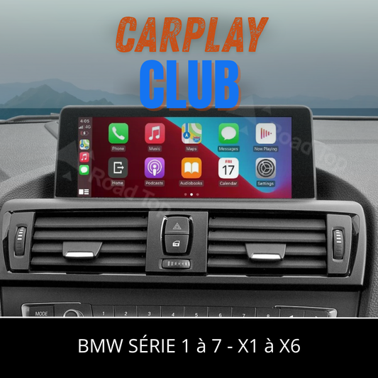 Ecran CarPlay sur tableau de bord BMW série 1 à 7