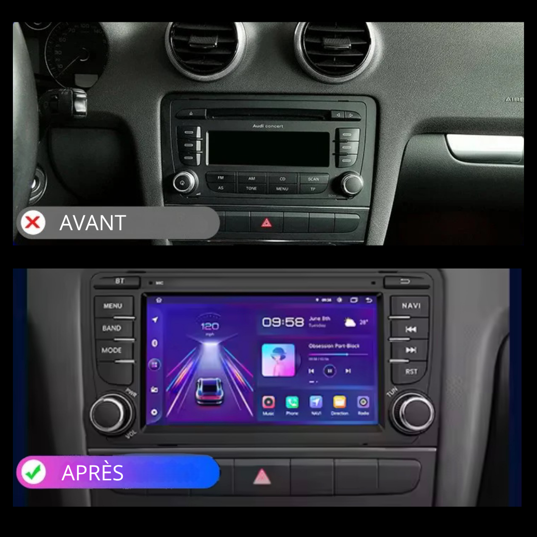 Comparaison tableau de bord A3 avant et après installation CarPlay