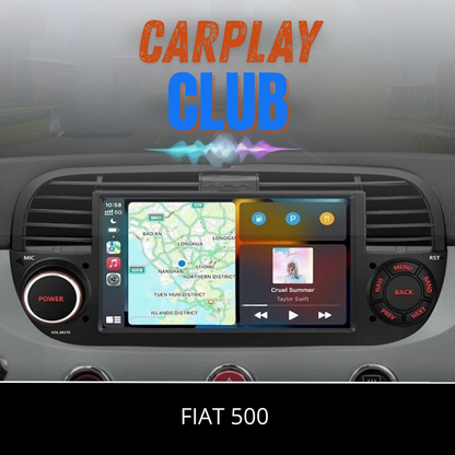 Ecran CarPlay installé sur voiture Fiat 500