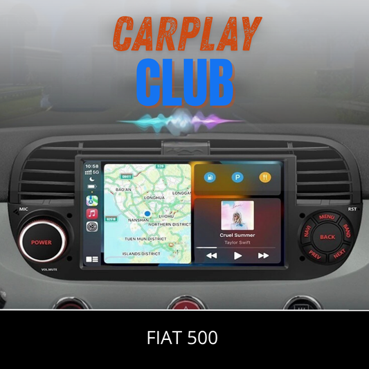 Ecran CarPlay installé sur voiture Fiat 500