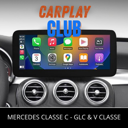 Ecran CarPlay sur tableau de bord Mercedes class C